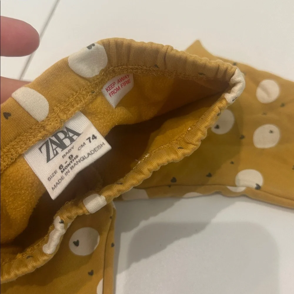 Zara Mustard Polka Dot Kids Leggings 6/9m